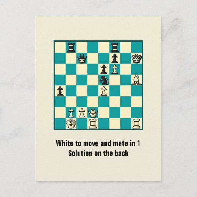 Échecs Mate Dans 1 Puzzle #1 Carte Postale (Devant)