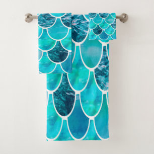 Échelle de sirène motif turquoise menthe vert bleu