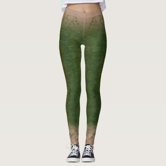 Échelle de sirène taille mélangée Leggings Kelp fo (Devant)