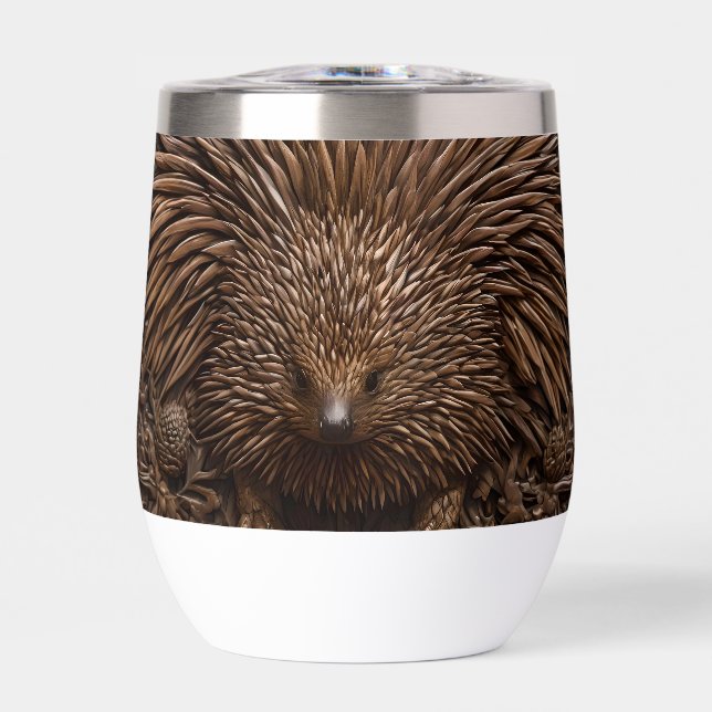 Echidna australienne sculptée en bois (Avant)