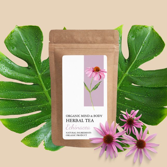Echinacea bio Étiquette d'entreprise de thé à base (Créateur téléchargé)