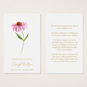 Echinacea Carte de prière simple pour funéraille