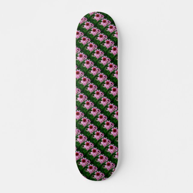 échinacée rose fleurs sur skateboard vert (Devant)