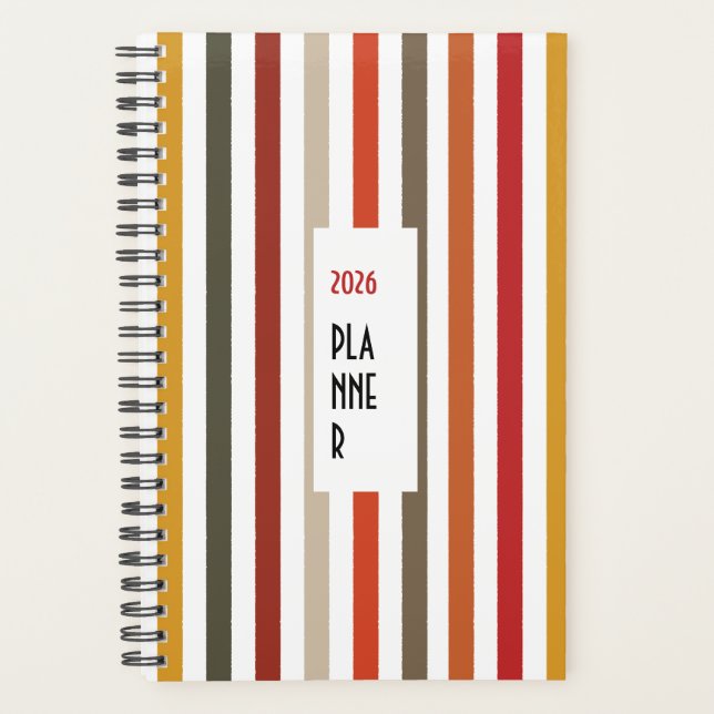 Echo Trails 2026 Planner – Earthy Hues Stripes (Devant)