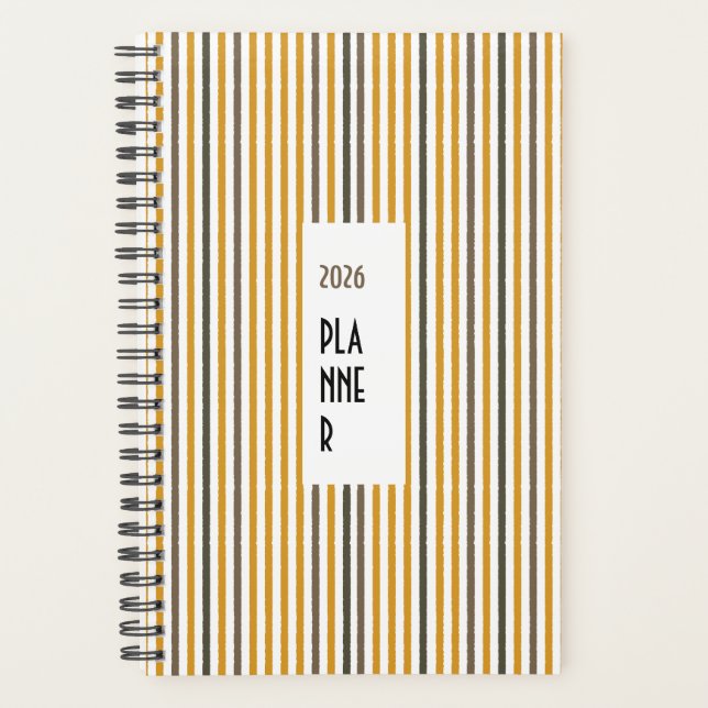 Echo Trails 2026 Planner – Mustard Stripes (Devant)