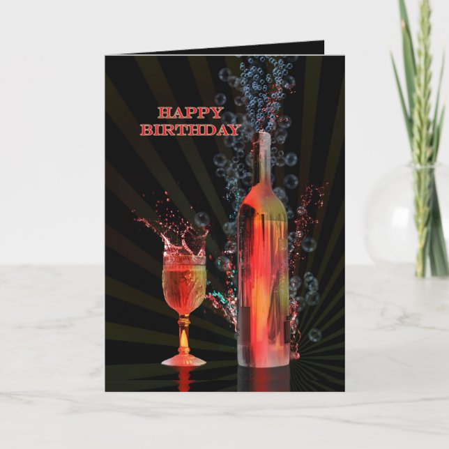 Éclaboussement de la carte d'anniversaire de vin (Devant)