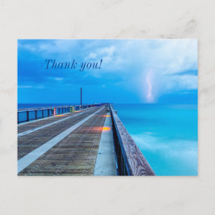 Éclair sur la jetée de Navarre Beach Carte postale