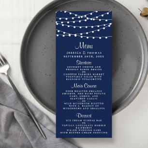 Éclairage À Chaîne Sur Le Menu Mariage Bleu Marine
