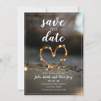 Éclairage coeur enregistrer la date faire-part de