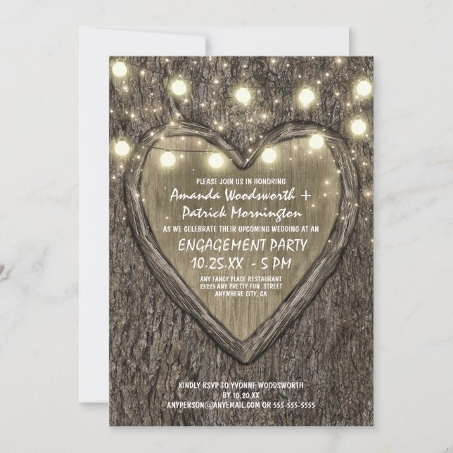 Éclairage Oak Tree Bark Engagement Invitations (Devant)