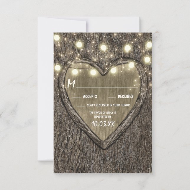 Éclairages à cordes + Cartes RSVP de mariage de l' (Devant)