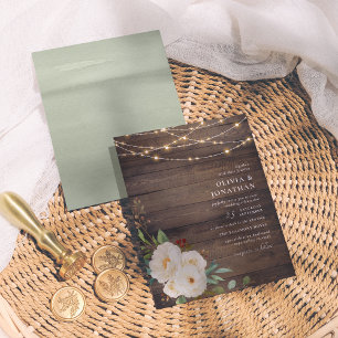 Éclairages à cordes rustiques et Mariage à pivoine