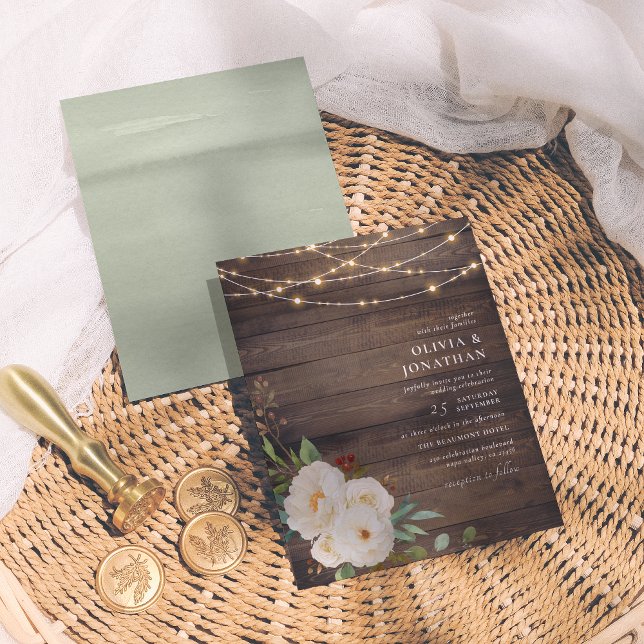 Éclairages à cordes rustiques et Mariage à pivoine (Créateur téléchargé)