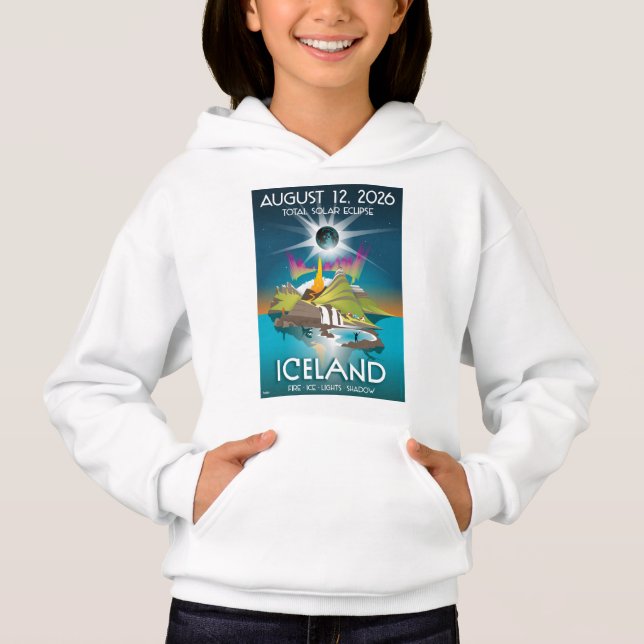 éclipse en Islande 2026 - sweat à capuche pour enf (Devant)