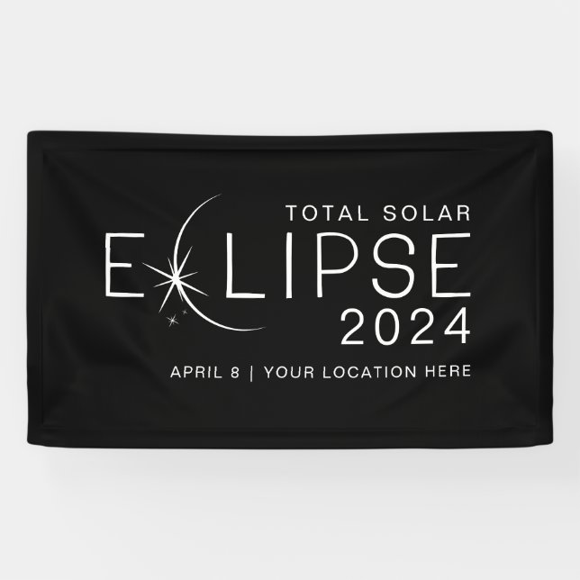 Éclipse solaire 2024 Bannière de fête d'éclipse pe (Horizontal)