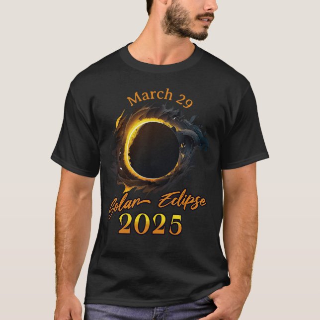 Éclipse solaire 29 mars 2025 T-shirt commémoratif (Devant)