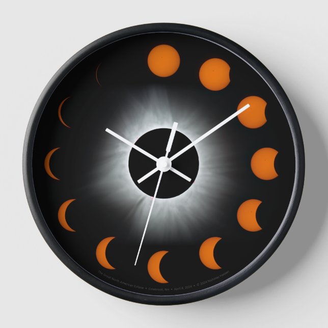 Éclipse solaire Phases Horloge murale (Recto)