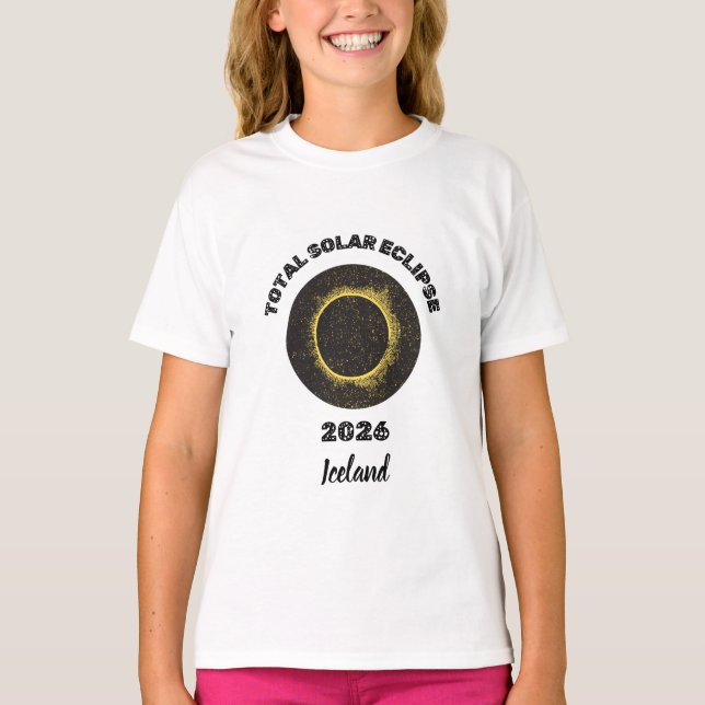 Éclipse solaire totale 2026 Totalité Fille T-Shirt (Devant)