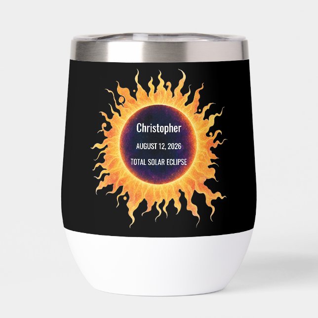 Éclipse solaire totale aquarelle audacieuse Nom 20 (Arrière)