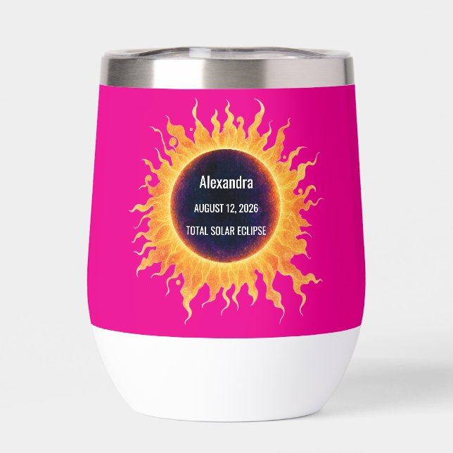 Éclipse solaire totale aquarelle rose gras Nom 202 (Arrière)