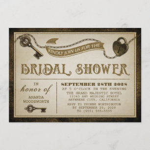 Écluse cardiaque Squelette clé nuptiale Invitation