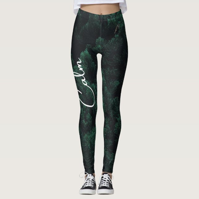 Éco-Chic Vert Minimaliste Nature Legging (Devant)
