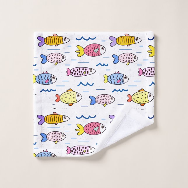 École colorée de poisson (Gant de toilette)