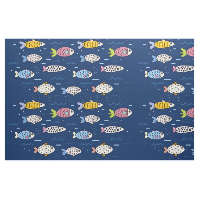 École colorée de tissu de poisson (Fat Quarter)