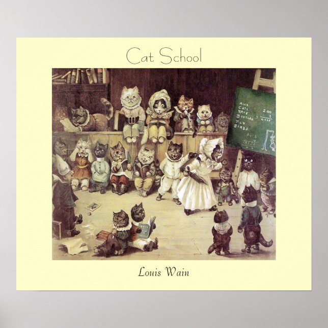 École de chat par Louis Wain Poster Imprimer (Devant)