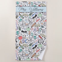 École Doodle mignon Serviette de plage d'été