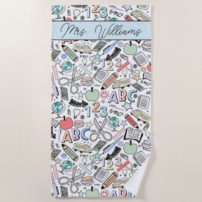 École Doodle mignon Serviette de plage d'été (Devant)