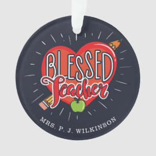 École Enseignant Coeur crayon Pomme personnalisée