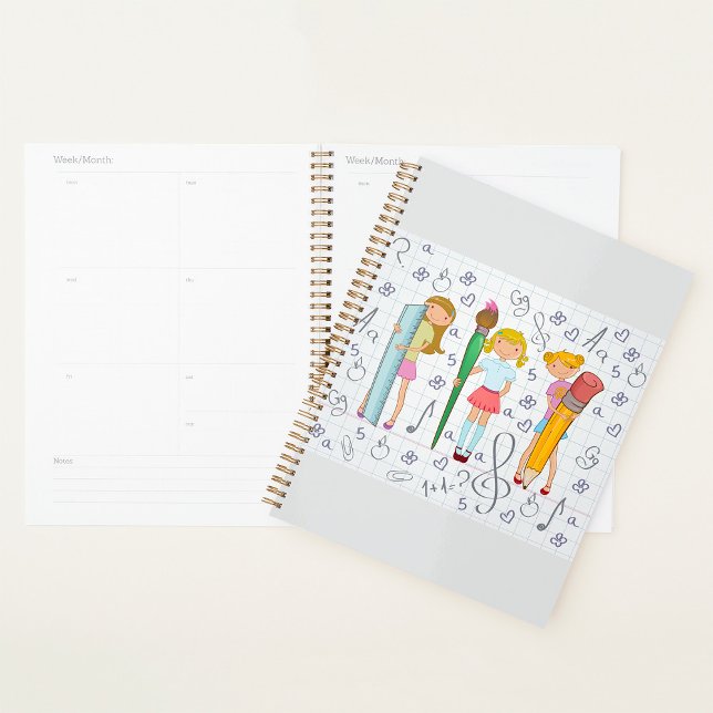 Écolières avec papeterie scolaire surdimensionnée (Créateur téléchargé)