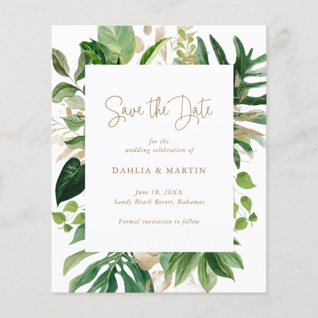 Économie Moderne de Mariage Tropical de Luxe Save  (Devant)