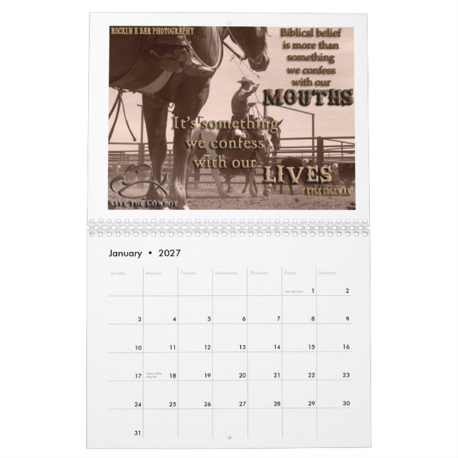 Économies 2013 le calendrier de cowboy (Jan 2027)