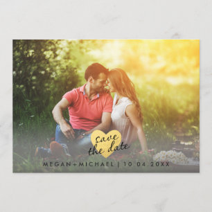 Économies chics de coeur d'or le carte photo de