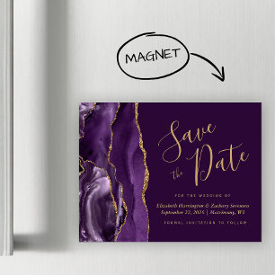 Économisez la date magnétique prune agate or pourp
