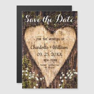 Écorce Coeur Mariage Enregistrer La Date Carte Mag