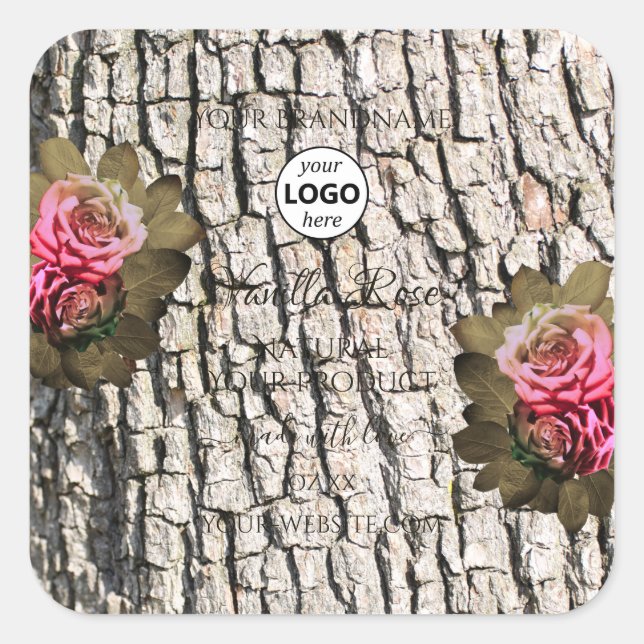 Écorce d'arbre naturel Bois blanc Logo Étiquette (Devant)