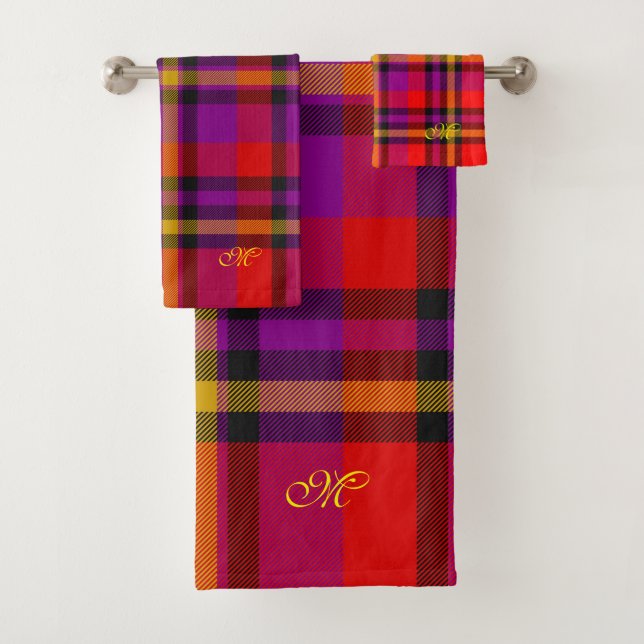 écossais rouge violet orange Tartan Plaid Motif (En situation)