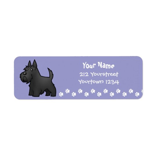 Écossais Terrier de bande dessinée Étiquette D’adresse Retour