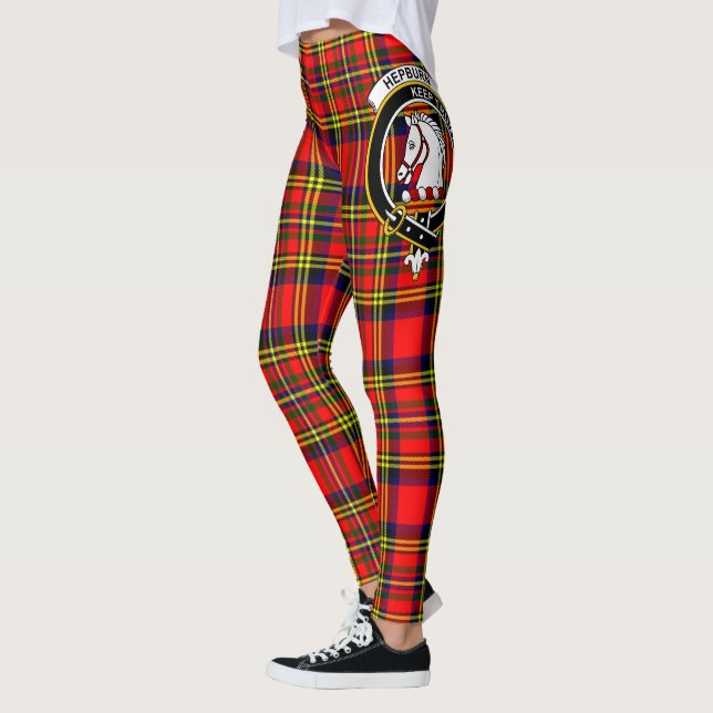 Ecosse Clan Hepburn Crest Tartan Femmes Leggings (Gauche)