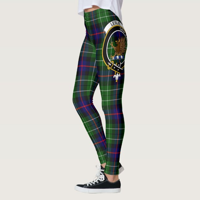 Ecosse Clan Leslie Crest Tartan Femmes Leggings (Gauche)