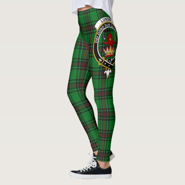 Ecosse Clan Lundin Crest Tartan Femmes Leggings (Gauche)