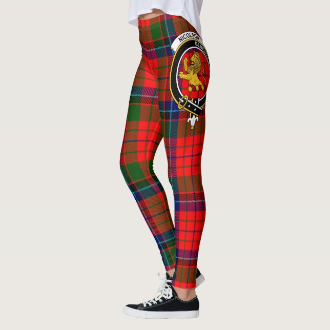 Ecosse Clan Nicolson Crest Tartan Femmes Leggings (Gauche)