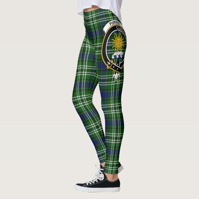 Ecosse Clan Purves Crest Tartan Femmes Leggings (Gauche)
