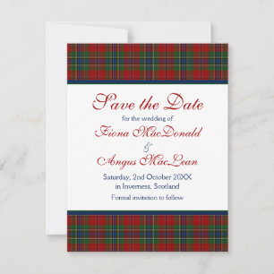 Ecosse MacLean Tartan Wedding Enregistrer la carte
