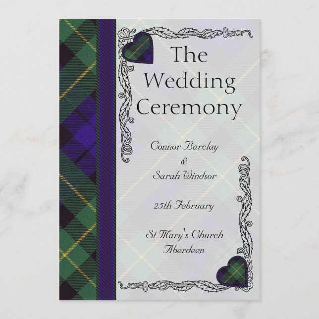 Ecosse Tartan Wedding programme - Barclay (Devant)