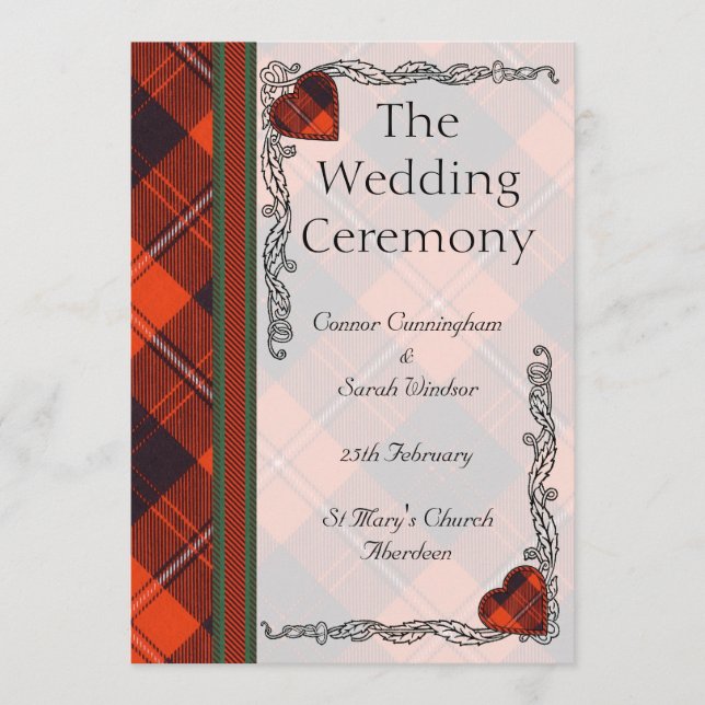 Ecosse Tartan Wedding programme - Cunningham (Devant)