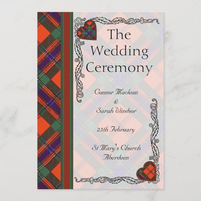 Ecosse Tartan Wedding programme - Maclean of Duart (Devant)